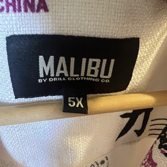 MALIBU Drill Clothing Shirt Mens 2XL Tiger Eye Asian Button Textured Y2K NWT - Picture 14 of 15